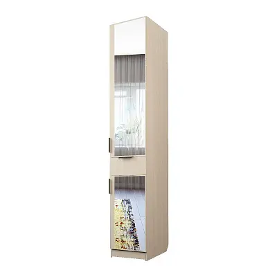 картинка Шкаф ЭКОН распашной 1 дверный с 1-им ящиками со штангой с зеркалом от магазина КУПИ КУПЕ